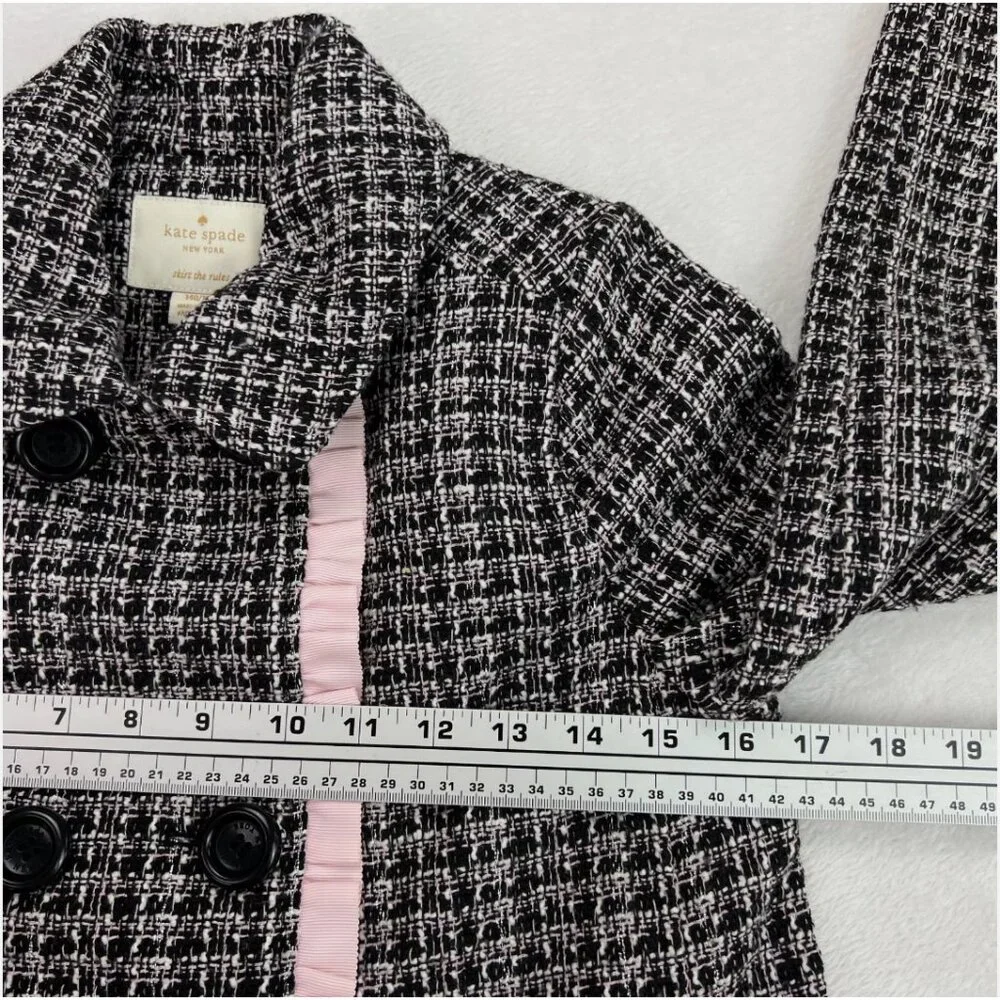 Kate Spade Kids Tweed Jacket Ruffle Trim Double Breasted‎ Dressy Preppy Classic